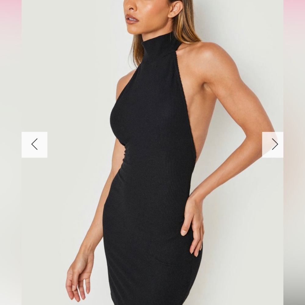 Boohoo x Megan Fox textured rib halter dress NWT Size 6